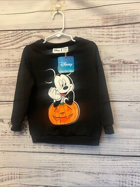 NWT Disney Kids Black Mickey Mouse Pumpkin Sweatshirt size 4/5